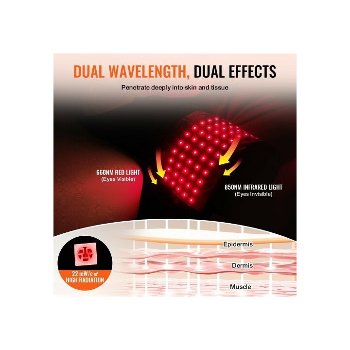 Punavalovyö BRL-1000 660nm + 850nm, 80 LED, tärinä, ajastin, langaton käyttö vyötärölle, selälle ja hartioille
