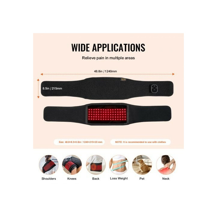 Punavalovyö BRL-1000 660nm + 850nm, 80 LED, tärinä, ajastin, langaton käyttö vyötärölle, selälle ja hartioille