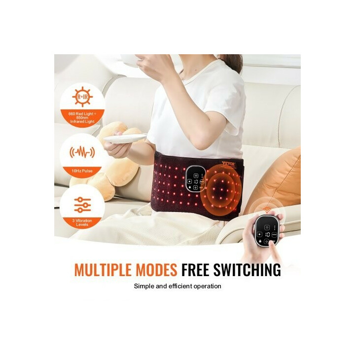 Punavalovyö BRL-1180 660nm+850nm lihasrentoutukseen vyötärölle, selälle, niskalle ja hartioille, musta