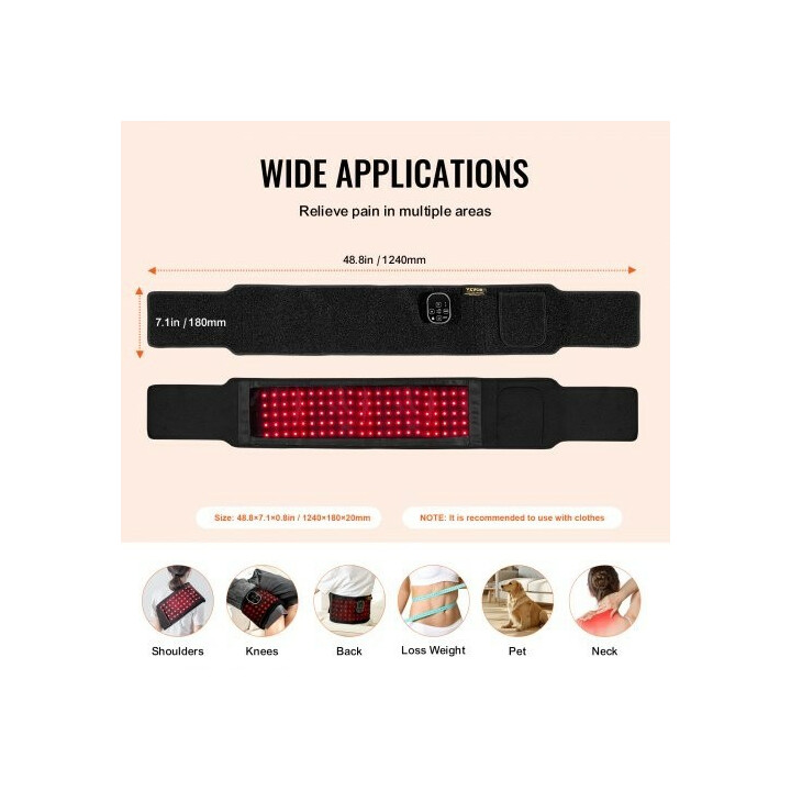 Punavalovyö BRL-1180 660nm+850nm lihasrentoutukseen vyötärölle, selälle, niskalle ja hartioille, musta