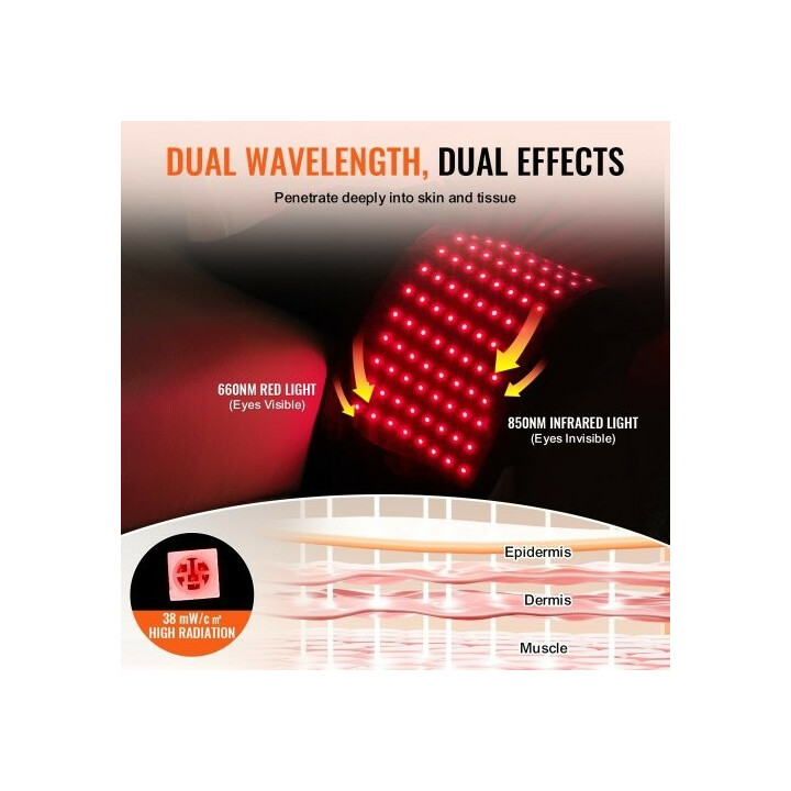 Punavalovyö vyötärölle 660nm + 850nm, 112 LED, tärinä, ajastin, langaton BRL-1150