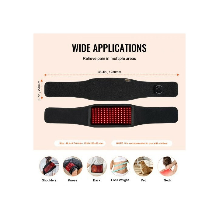 Punavalovyö vyötärölle 660nm + 850nm, 112 LED, tärinä, ajastin, langaton BRL-1150