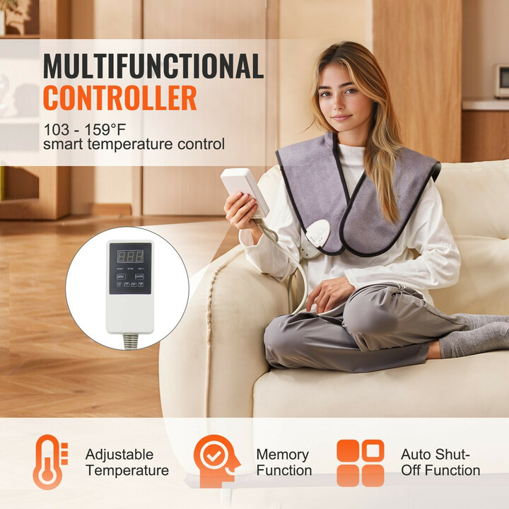 Infrapunalämpötyyny kaulalle ja hartioille, jade- ja turmaliinikivet, säädettävä lämpötila