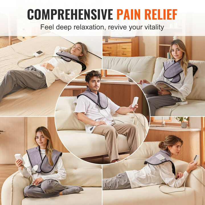 Infrapunalämpötyyny kaulalle ja hartioille, jade- ja turmaliinikivet, säädettävä lämpötila