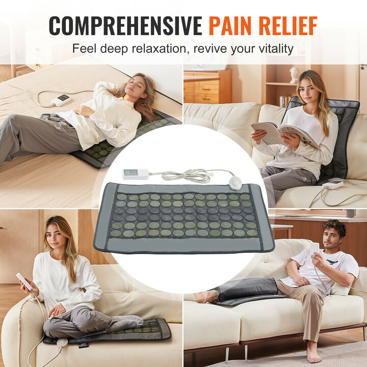 Kaukoinfrapuna lämpötyyny jade- ja turmaliinikivillä selkäkivun lievitykseen, säädettävä lämpötila 103–159 ℉, koko 805 x 560 mm