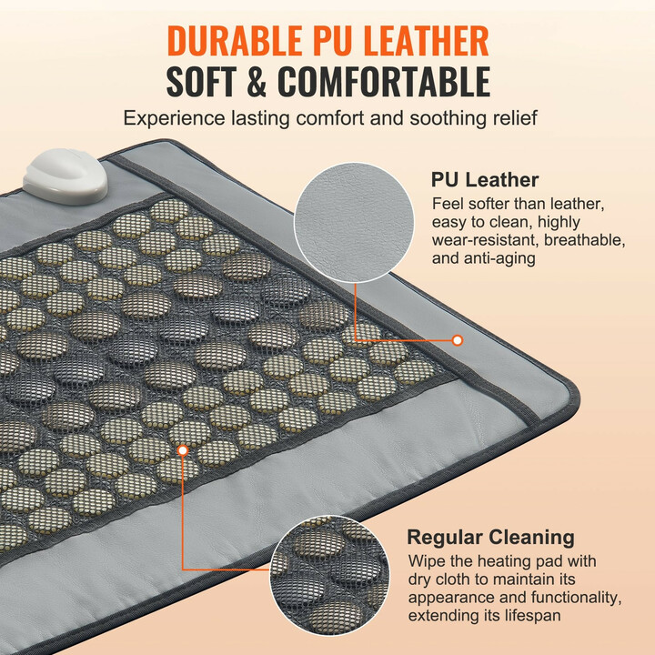 Far-infrapunalämpötyyny selälle, 108 jade- ja 42 turmaliinikiveä, säädettävä lämpötila 39–71 °C, automaattinen virrankatkaisu