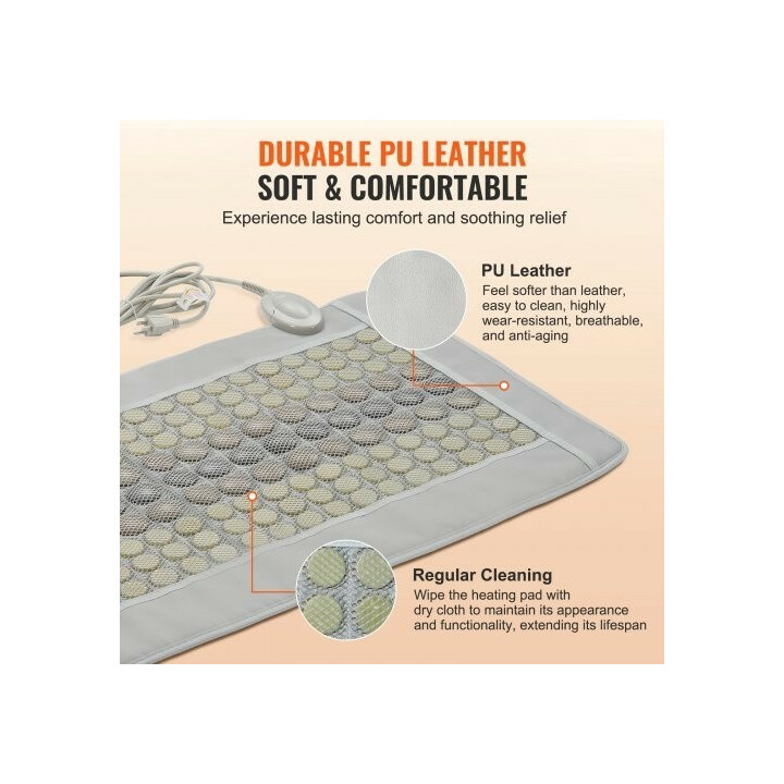 Kaukoinfrapuna lämpötyyny selälle, 132 jadekiveä ja 54 turmaliinikiveä, älyohjain, automaattinen virrankatkaisu, 1000 x 550 mm