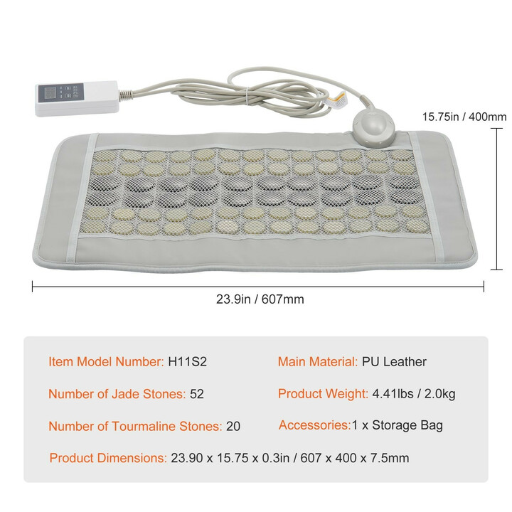 Infrapuna lämpötyyny H11S2 jaden ja turmaliinin kivillä 607 x 400 mm