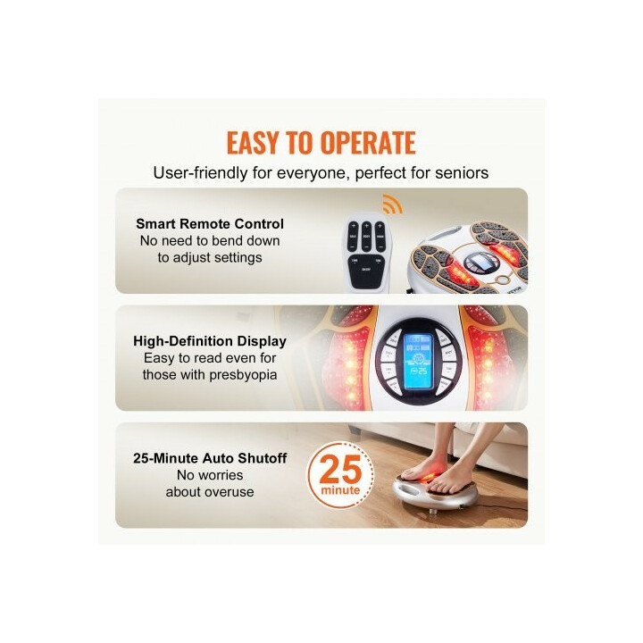 Jalkojen verenkiertoa parantava EMS TENS -jalkastimulaattori AST-300J, 25 ohjelmaa, 99 tasoa, kaukosäädin