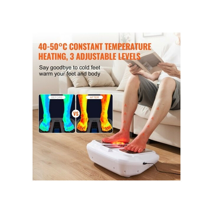 AST-300L jalkojen verenkierron stimulaattori lämpötoiminnolla, EMS- ja TENS-jalkahierontalaite, 25 tilaa, 50 intensiteettiä