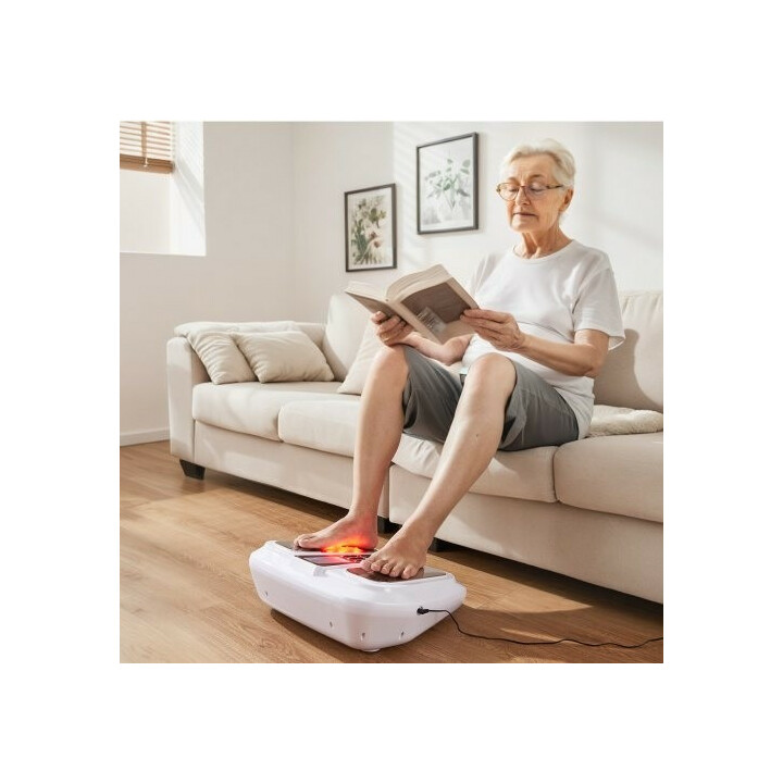 AST-300L jalkojen verenkierron stimulaattori lämpötoiminnolla, EMS- ja TENS-jalkahierontalaite, 25 tilaa, 50 intensiteettiä