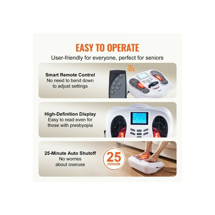 Jalkojen verenkiertoa stimuloiva EMS TENS -laite AST-300D, hierontarulla ja elektrodityynyt