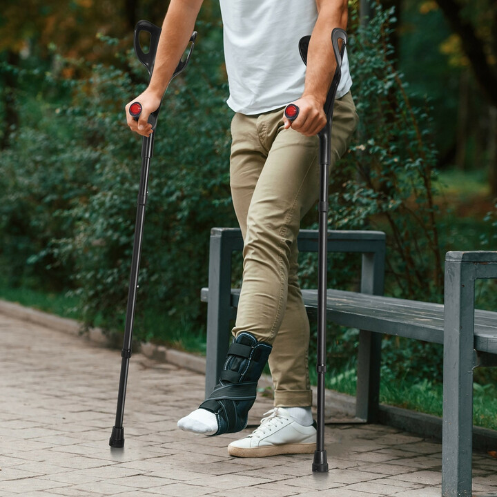 Säädettävät kyynärsauvat aikuisille, taittuvat, alumiinia, avoin mansetti, max 350 kg, 1 pari