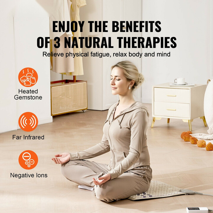 Ametisti kaukoinfrapuna lämpötyyny negatiivisilla ioneilla selän ja lantion rentoutukseen 460 x 460 mm
