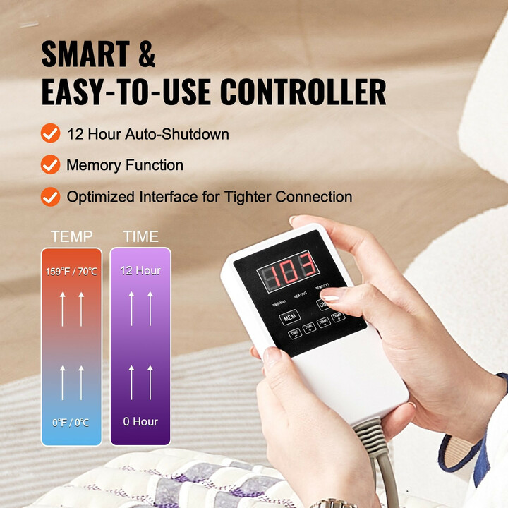 Ametisti kaukoinfrapuna lämpötyyny negatiivisilla ioneilla selän ja lantion rentoutukseen 460 x 460 mm