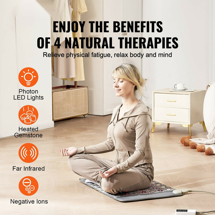 Ametisti lämpöalusta kaukoinfrapunalämmöllä, jade- ja turmaliinikivet, 660 nm punavalo, ajastin 0–720 min, koko 820 x 520 mm