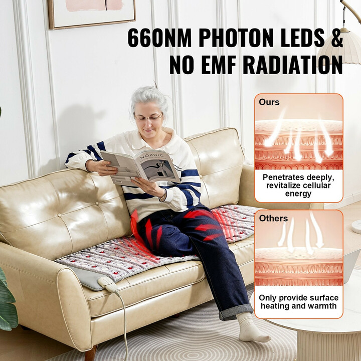Ametisti lämpöalusta H12G3, jade- ja turmaliinikivet, kauko-infrapuna, 660 nm punavalo, ajastin 0–720 min, koko 1530 x 615 mm