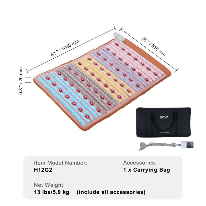 Jalokivilämpömatto H12G2, kaukoinfrapuna ja 660 nm punavalo, 1040 x 510 mm
