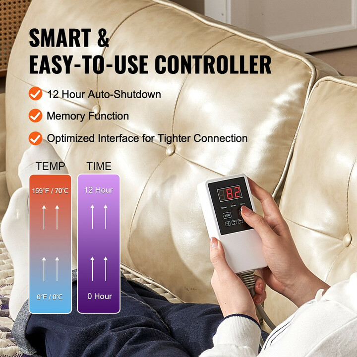 Ametisti kaukoinfrapuna lämpömatto koko keholle, negatiiviset ionit, säädettävä lämpötila ja ajastin, malli H11Z5