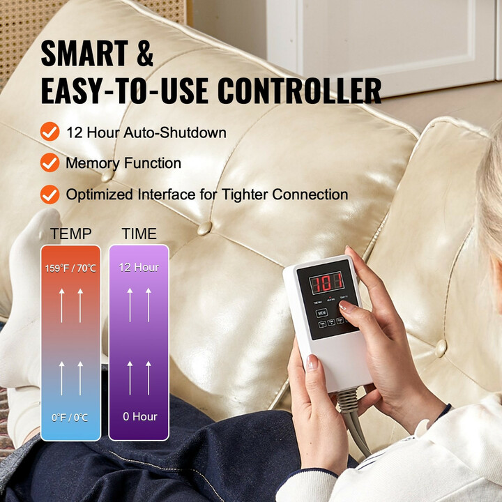 Kaukoinfrapuna lämpömatto koko keholle, 5 luonnollista kristallikiveä, ametistilämpömatto, säädettävä lämpötila, ajastin