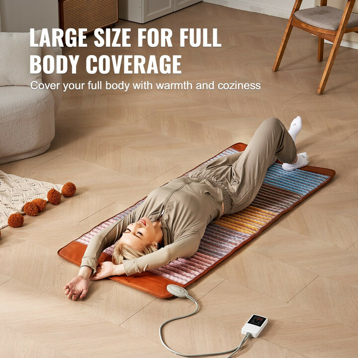 Kaukoinfrapuna lämpömatto koko keholle, 5 luonnollista kristallikiveä, ametistilämpömatto, säädettävä lämpötila, ajastin