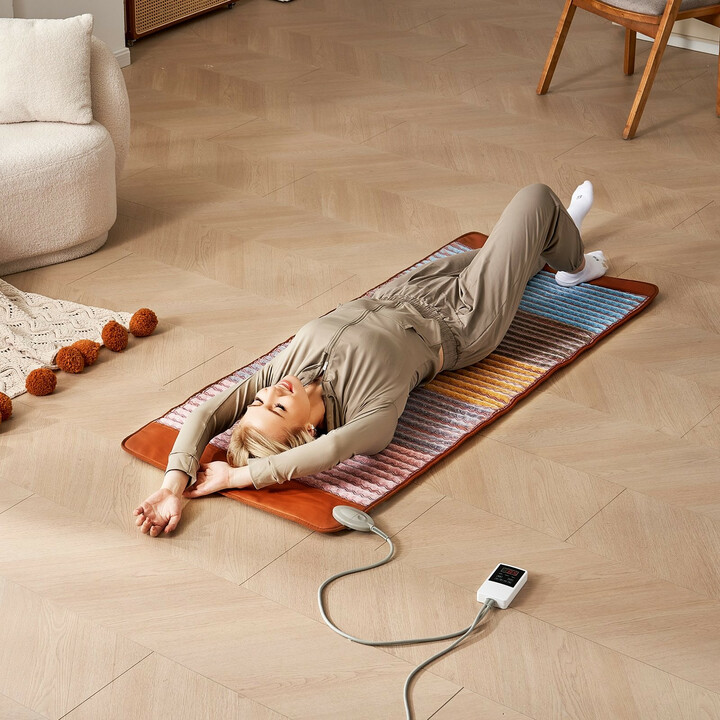 Kaukoinfrapuna lämpömatto koko keholle, 5 luonnollista kristallikiveä, ametistilämpömatto, säädettävä lämpötila, ajastin