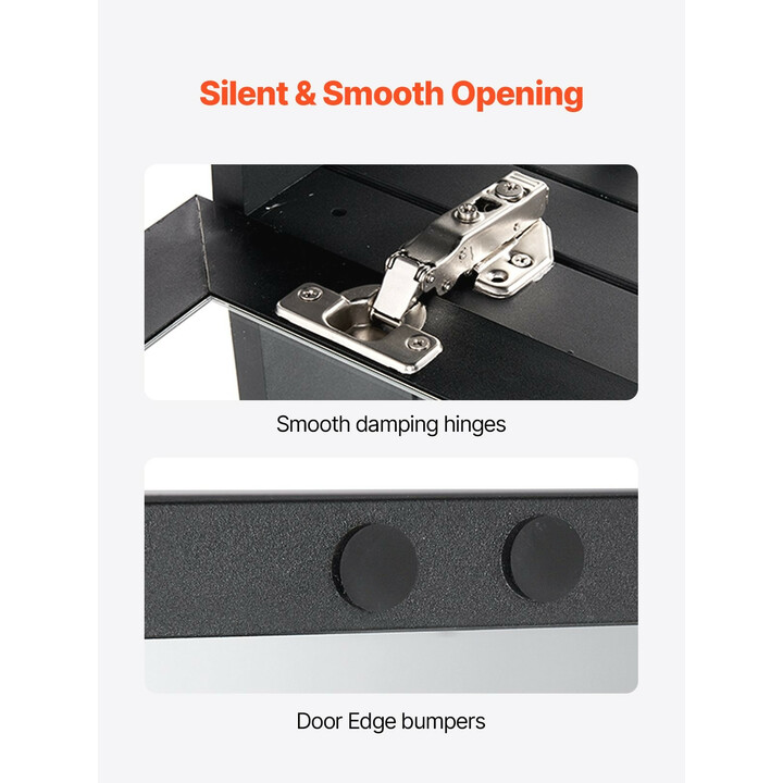 Lääkekaappi kylpyhuoneeseen peilillä, alumiinirunko, 2 säädettävää lasihyllyä, pinta- ja uppoasennus, 662 x 135 x 762 mm