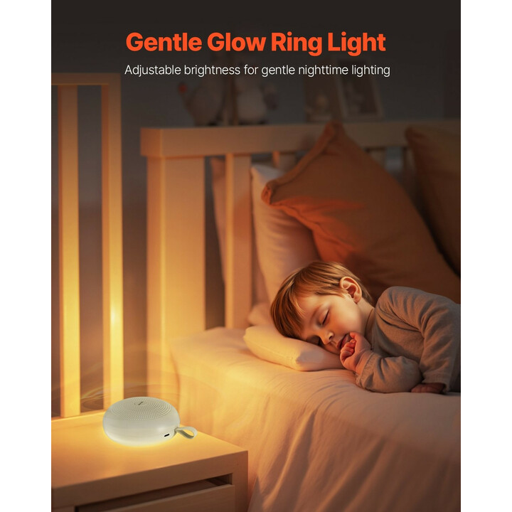 Valkoinen kohina -äänikone CS11, 30 rauhoittavaa ääntä, ajastin, rengasvalo, langaton, vauvoille ja aikuisille