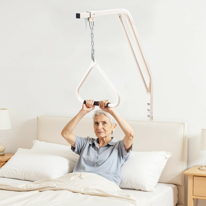 Trapetsitanko sänkyyn liikkumisen avuksi, säädettävä kahva, puristinkiinnitys, kantavuus 113 kg