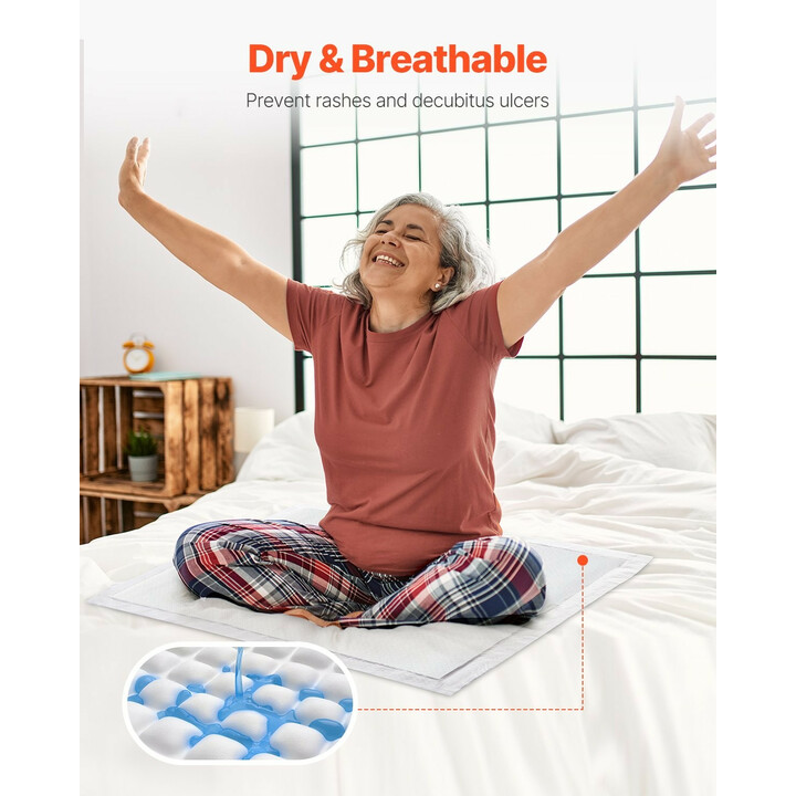 Kertakäyttöiset vuodesuojat inkontinenssiin, 762 x 914,5 mm, 5-kerroksinen suoja, 75 kpl