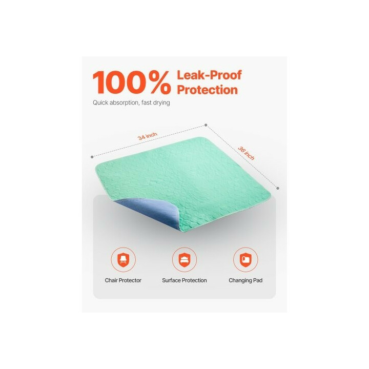 Pestävät vuodesuojat 864 x 915 mm superimukykyinen vuotamaton lateksiton 6 kpl