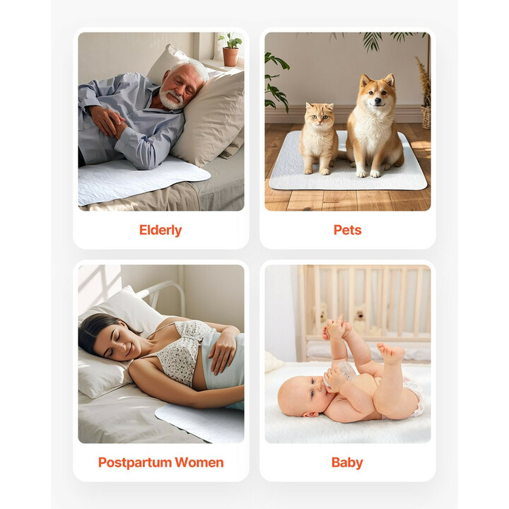 Pestävät suojalakanat, uudelleenkäytettävät vuodesuojat, erittäin imukykyinen ja nopeasti kuivuva, lateksiton, 10 kpl