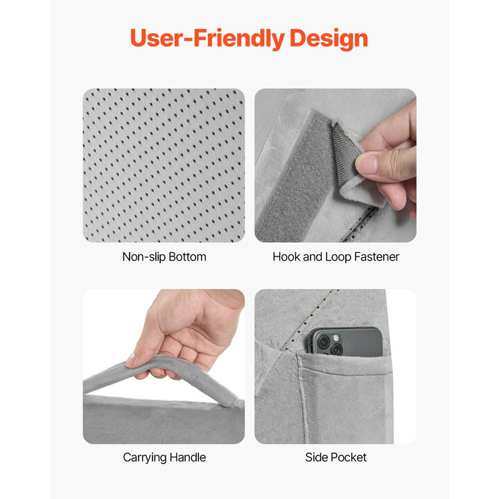 Kiilatyyny KD003, vaaleanharmaa samettipäällinen, korkeatiheyksinen vaahto, 560 x 560 x 305 mm