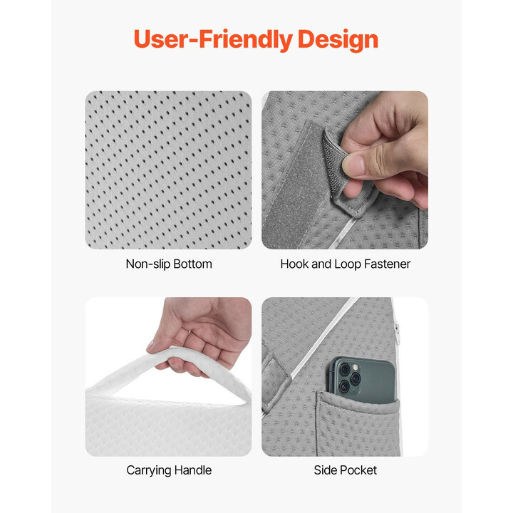 Säädettävä kiilatyynysetti sänkyyn 3-osainen, ortopedinen tuki, jacquard-päällinen, korkeatiheyksinen vaahto, valkoinen/harmaa