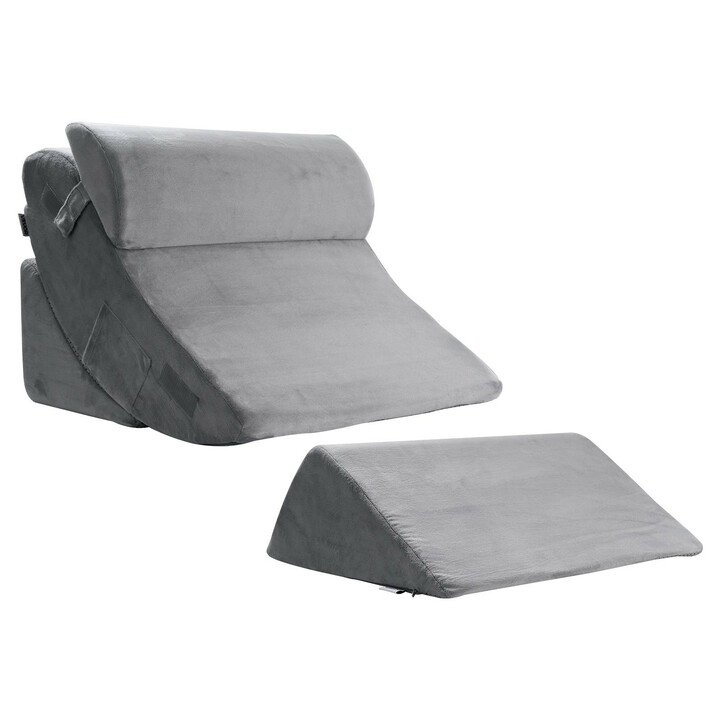 Kiilatyynysarja 4 osainen ortopedinen samettipäällisellä tummanharmaana 20D ja 30D geeli muistivaahto