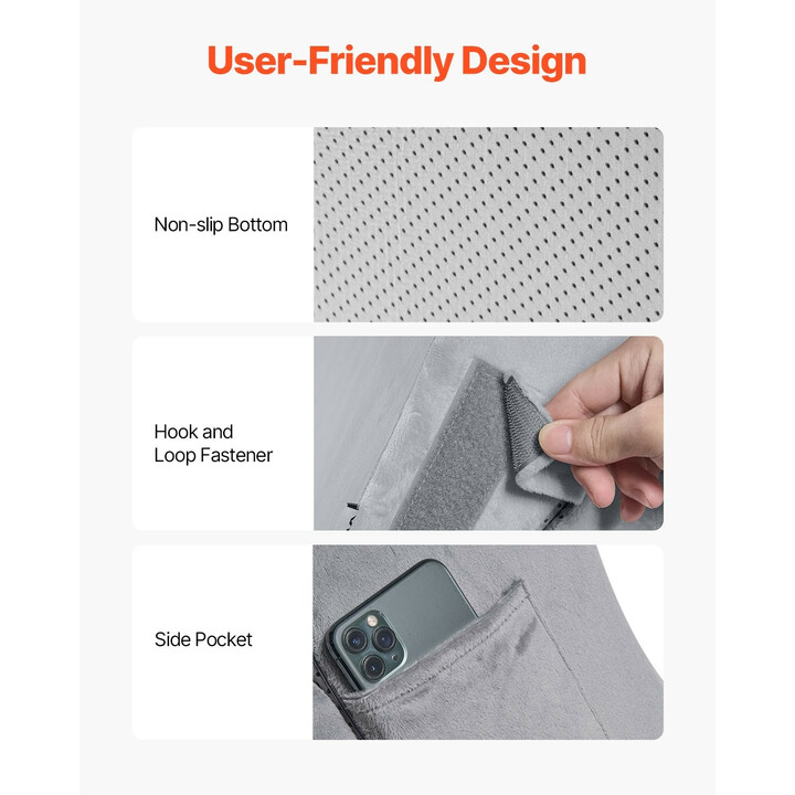 Ortopedinen 4-osainen kiilatyynysarja KD016, tummanharmaa, samettipäällinen