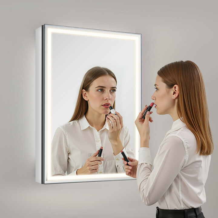 Valopeilillinen lääkekaappi CTS-303 50 x 70 cm LED 3-värinen himmennettävä huurteenpoistolla upotettava tai seinäpinnalle