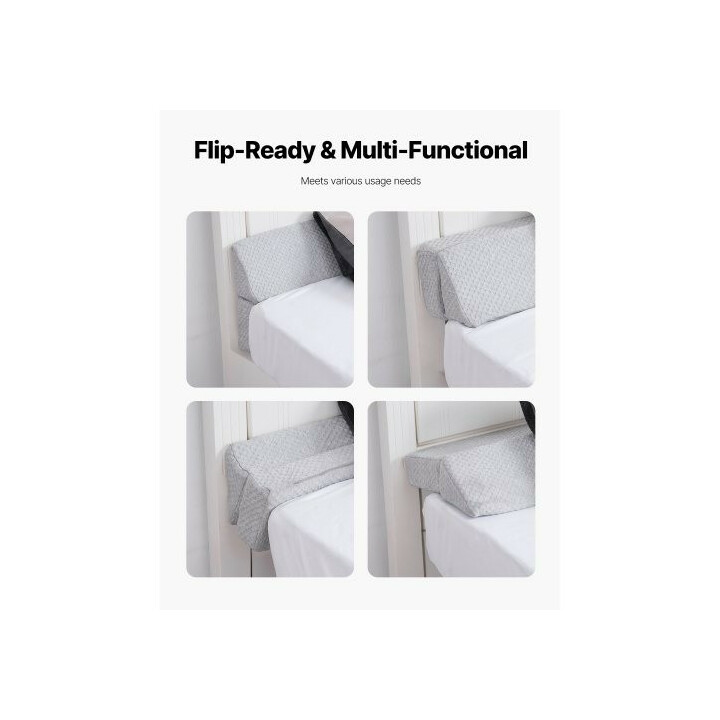 Sängynpäädyn rakotyyny kiilatyyny 1525 x 152 x 152 mm, 25D-vaahto, harmaa, liukuestepohja