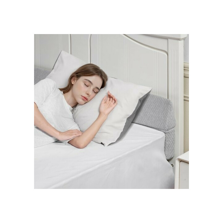 Sängynpäädyn rakotyyny kiilatyyny 1525 x 152 x 152 mm, 25D-vaahto, harmaa, liukuestepohja