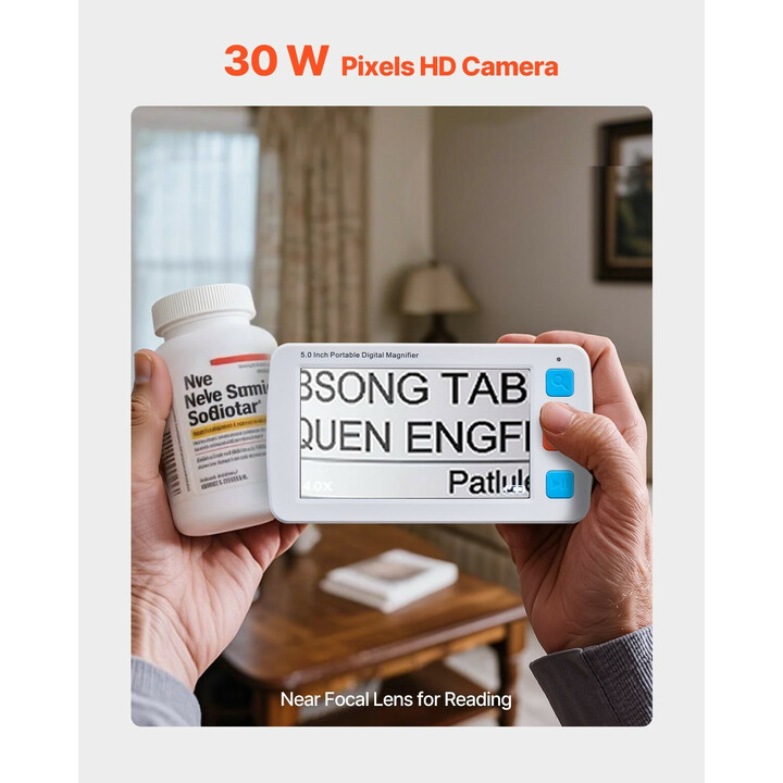 Kannettava digitaalinen suurennuslaite heikkonäköisille 5" LCD 4–32x zoom 17 värityyliä AV-ulostulo taittuva kahva YS011