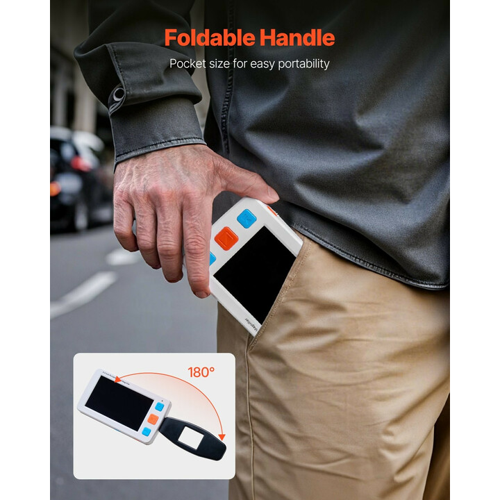 Kannettava digitaalinen suurennuslaite heikkonäköisille 5" LCD 4–32x zoom 17 värityyliä AV-ulostulo taittuva kahva YS011