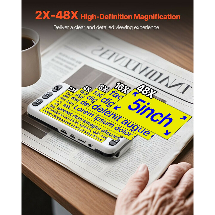 Digitaalinen suurennuslaite heikkonäköisille 5" LCD 2–48x 13 MP YS012