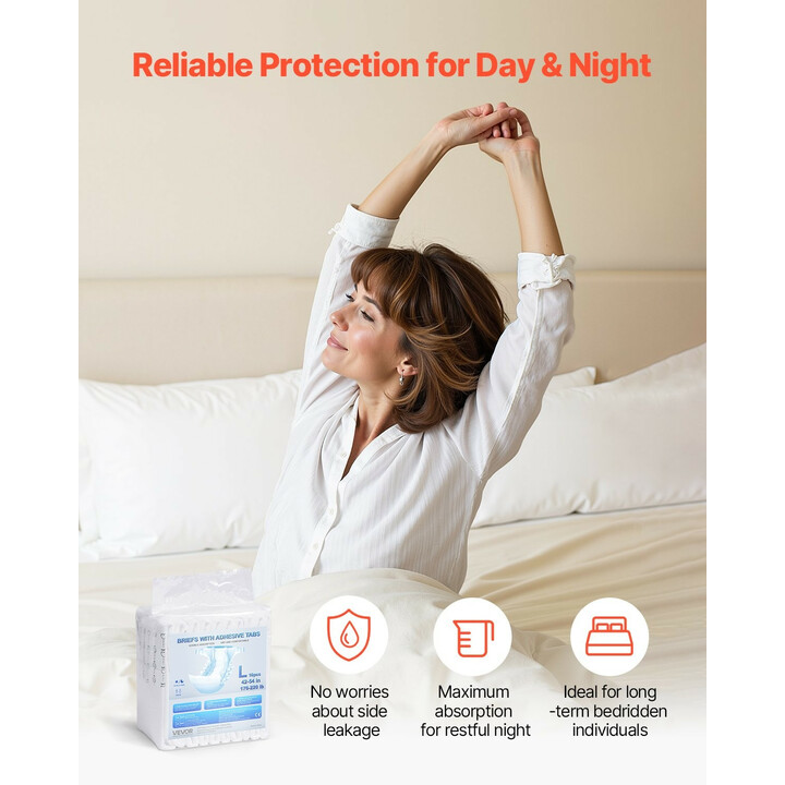 Aikuisten teippivaipat XL, erittäin imukykyiset inkontinenssivaipat unisex, 2800 ml, kosteusindikaattori, 40 kpl