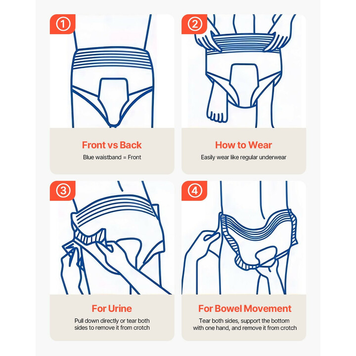 Aikuisten kertakäyttöiset vetovaipat, korkea imukyky 1000 ml, unisex, koko L, 64 kpl