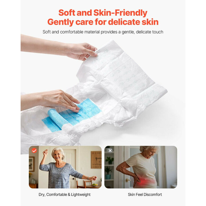 Aikuisten teippivaipat, superimevät inkontinenssisuojat, koko M, 2600 ml, unisex, 40 kpl