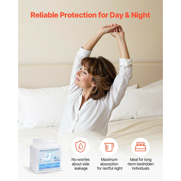 Aikuisten teippivaipat, superimevät inkontinenssisuojat, koko M, 2600 ml, unisex, 40 kpl