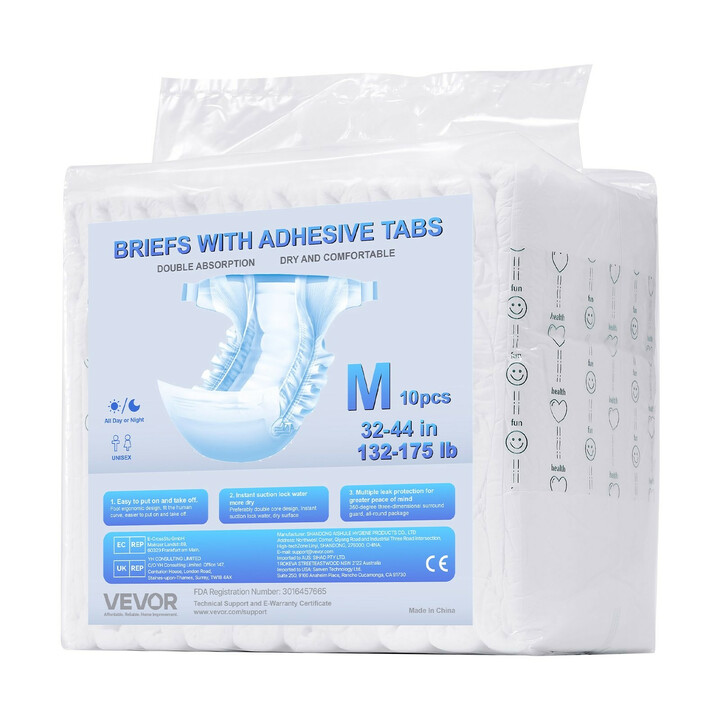 Aikuisten teippivaipat, superimevät inkontinenssisuojat, koko M, 2600 ml, unisex, 40 kpl