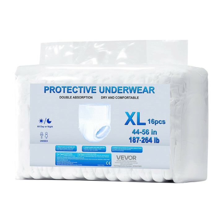 Aikuisten suojahousut XL, korkea imeytyskyky 1200 ml, märkyysilmaisin, kertakäyttöiset, 64 kpl