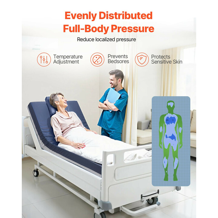 Sairaalasängyn patja kaksikerroksinen vaahtomuovi 227 kg 914 x 2030 x 153 mm vedenpitävä PU-päällinen pitkäaikaishoitoon