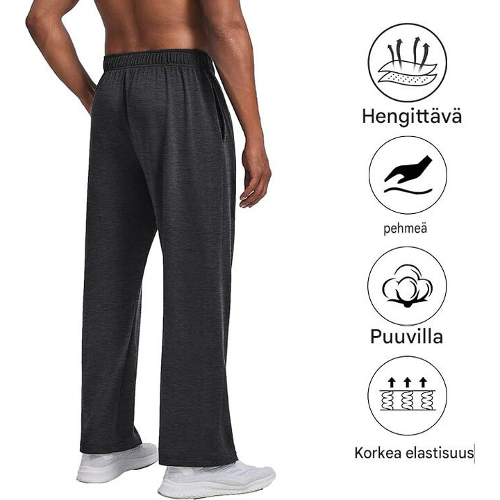 Helposti etupuolelta kokonaan vetoketjulla avattavat housut